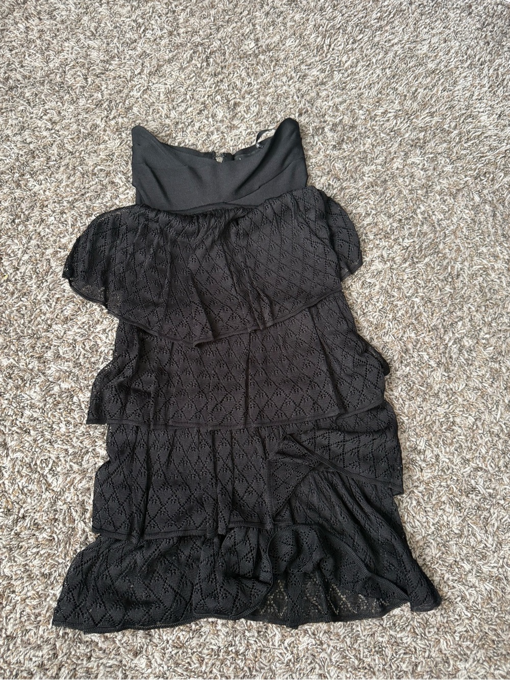 bebe Black Strapless Lace Dress